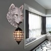 KWOKING Rustic Wolf Wall Lamp, Fun Wall Sconce Lighting with