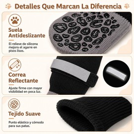 4 Calcetines Antideslizantes para Perros con Tira Reflectante Ajustable,S