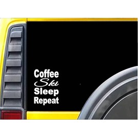 EZ-STIK Coffee Ski Sleep K816 8 inch Sticker Skiing Decal
