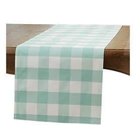 Occasion Gallery Fresh Baby Green Easter Pastel Poly Blend Buffalo Plaid Checkered Table Runner, 16" X 90"