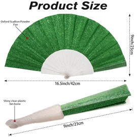 24 Pack Handheld Fan,Folding Hand Glitter Fan with Shining Transparent Fan Rib – Ideal for Wedding, Church, Festival, Dance, Tea Party, Club, and EDM Accessories, Light Green