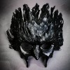 Masquerade Dark Raven Demon Masquerade Mask with Black Feather Crown