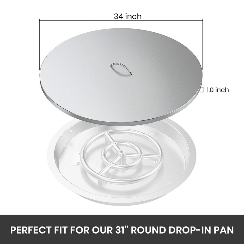 Stanbroil 34" Stainless Steel Fire Pit Cover Fits 31" &