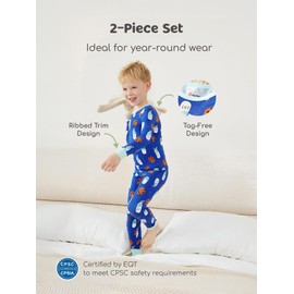 PATPAT Baby Pajama Sets with Bamboo Viscose, Snug fit Cooling Pjs for Girls Boys Kids Toddler, Cool-touch Sleepers Sleepwear, Cookie Buddy, 2T