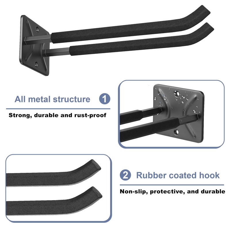 WALMANN Garage Hooks, Heavy Duty 12-inch Wall Hooks for Hanging,