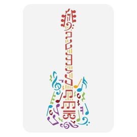 BENECREAT Guitar Stencil, Music Notes Drawing Painting Stencils Reusable Plastic Stencil Drawing Templates for Painting on Wood Furniture Home Decor, 11.7x8.3inch