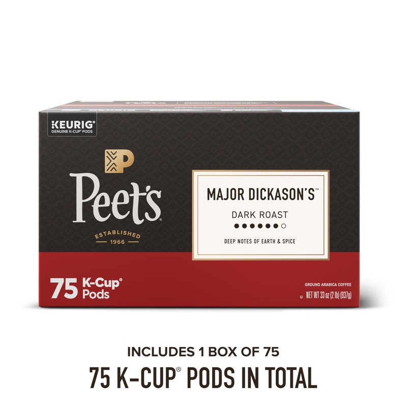 Peet's Coffee, Dark Roast Keurig K-Cup Pods, 100% Arabica Coffee