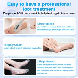 Yunmeng Urea Cream 40 Percent for Feet Maximum Strength, Foot Cream for dry cracked heels and feet, Urea Lotion Deep Repair of Feet, 3.5 OZ, Foot Files, Foot Mask Covers(50 pairs)