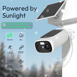 2pc 2.4G/5G WiFi Cameras for Home Security with Double Solar Panels,2K Solar Security Cameras Wireless Outdoor, Color Night Vision,2-Way Talk,Spotlight, Siren,IP66, Cloud/SD, AI Detection, W/Alexa