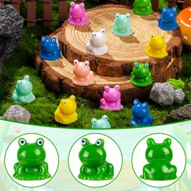 LHSYFBZ 140Pcs Mini Resin Frogs, Mini Frog Figurines, Colorful Little Small Miniature Plastic Tiny Frogs for Fairy Garden Miniature Moss Landscape Decoration