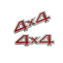 2 Pcs 3D 4X4 Emblem Badge car NameplateSide Fender Rear Trunk Compatible with 1500 2500 3500 Off-Road Vehicle/SUV/Pickup (Silver red)