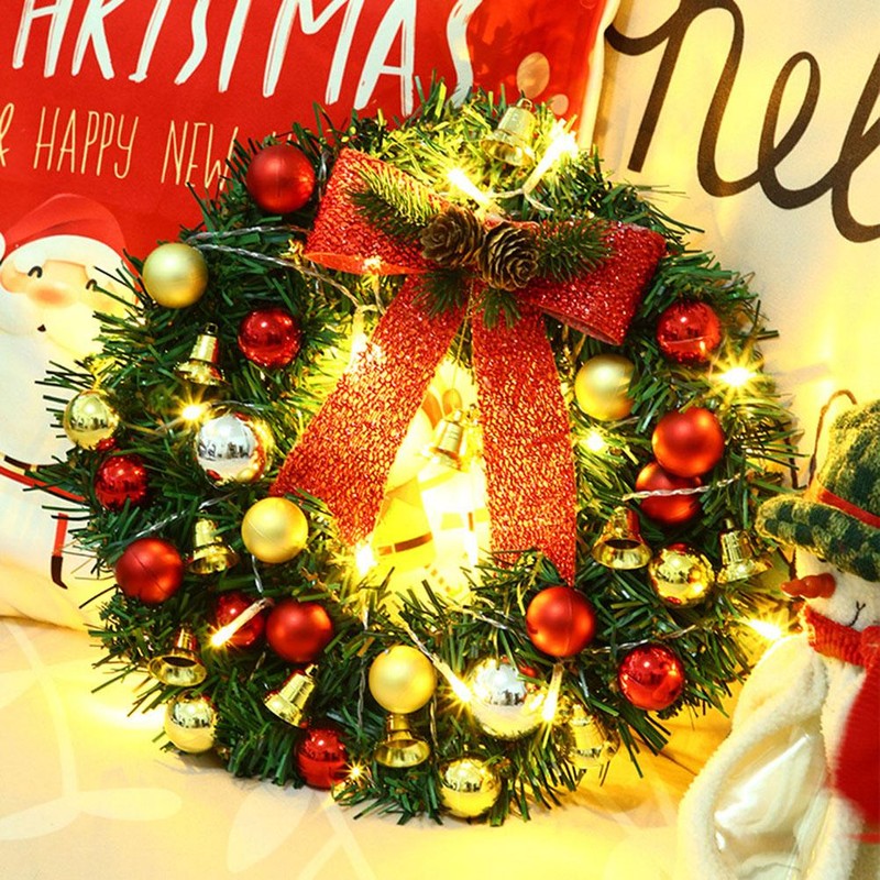 Xmas Wreath with 20 LED Lights and Bells Christmas Garland