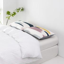 SUSYBAO Pillow Cases 100% Cotton King Size Set of 2 Abstract Colorful Geometric Print Bed Pillow Covers Mustard Yellow Aesthetic Striped Pillowcases with Envelope Closure (2 Pack, 20 in x 36 in)