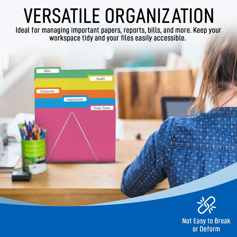 Blue File Folders, 1/3-Cut Tabs, Letter Size, 12-Pack – Durable