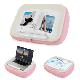 elitehood Bean Bag Laptop Lap Desk, Soft Cushion Stand for Book, Laptop, Tablet, Book Holder for Reading in Bed, Lap Pillow Desk Ideal for Working, Writing and Relaxation on Bed, Couch, Recliner, Pink
