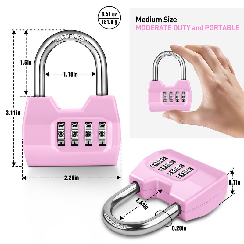 1 Pack disecu 4-Digit Combination Lock, Waterproof Outdoor Padlock for