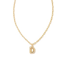 Kendra Scott Crystal Letter Short Pendant Necklace Gold White Cz D One Size