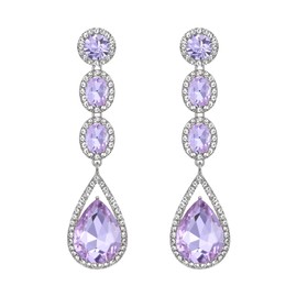 EVER FAITH Women's Crystal Wedding Fashion Teardrop Long Dangle Chandelier Earrings, Crystal