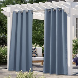 NICETOWN - Cortina de piedra azul para exteriores para patio, impermeable, resistente al óxido, con ojales, aislamiento térmico, bloqueo de luz y calor para pérgola/cenador, 1 panel, 52 pulgadas de ancho x 84 pulgadas de largo