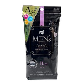 Sun Fabless Ag Men's Body Towel, Firm, Gray, Body Wash, Foam Wash, Odor Resistant, Antibacterial, Approx. 11.0 x 43.3 inches (28 x 110 cm), Made in Japan