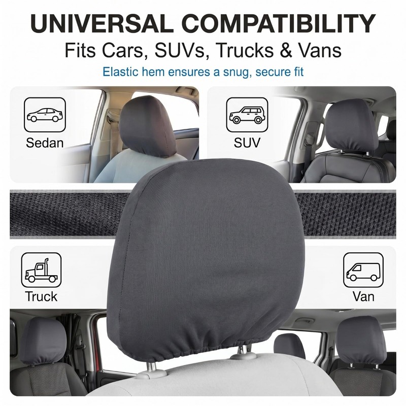2 PCS Car Seat Headrest Cover, Breathable Stretch Fully Surrounded