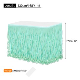 MECCANIXITY 14ft Mint Green Tutu Table Skirt, Tulle Curly Willow Table Skirt for Rectangle Tables, Ruffle Table Skirt for Birthday Wedding Gender Reveal Party