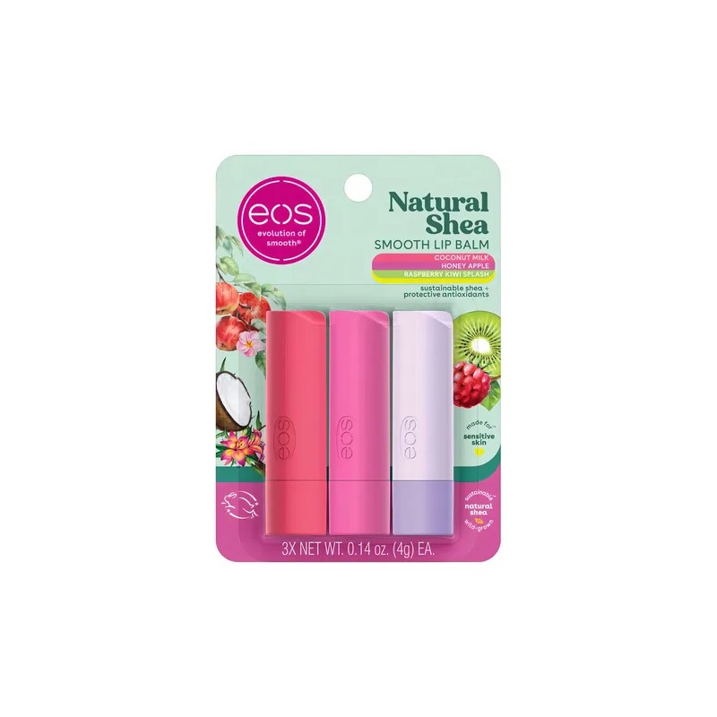 Eos Balsamo Labial Natural De Karite, Manzana Miel, Leche De