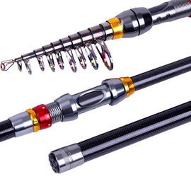 Sougayilang Telescopic Fishing Rod - Carbon Fiber Ultralight Fishing Pole with CNC Reel Seat, Portable Retractable Handle, for Bass Salmon Trout - size: 2.1m/6.9ft