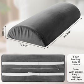Menkxi Leg Pillows for Sleeping Velvet Covered Foam Bolster Pillow Recliner Leg Rest Cushion Semilune Foot Pillow Multi Purpose for Bed Chair Sofa Back Lumbar Support 23.6 x 15.8 x 4 Inch
