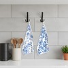VISSTREE Chinoiserie Floral Kitchen Towels, 4 PCS White Blue Flowers
