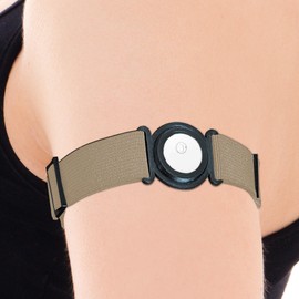DiaBrothers Freestyle Libre 3 Fixation Strap Holder with Adjustable Bracelet – Holder: Black – Bracelet: Beige – Size: M (25-35 cm)