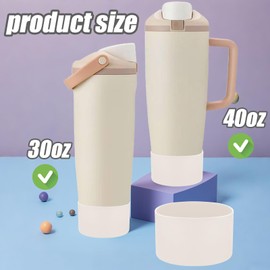 Mity rain 2PCS Protective Silicone Boots for Owala 30oz & 40oz FreeSip Sway Bottles & Tumblers - Accessories for owala, Enhances Stability & Prevents Scratches (Ivory)