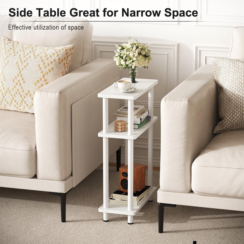 Apicizon Small Narrow Side Table, 3-Tier Skinny End Table with
