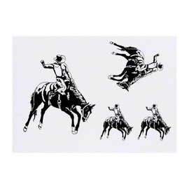 4 x 'Rodeo Cowboy' Temporary Tattoos - Water Resistant, Skin-Safe, Non-Toxic Transfers, Mixed Sizes (TO00075880)