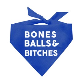 Bones Balls & B*tches Dog Bandana (Royal, OS 316)