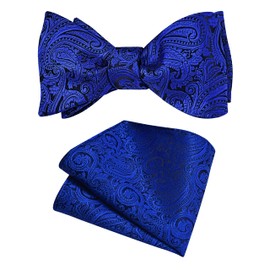GUSLESON - Juego de pajaritas de cachemira para hombre, diseño de pajarita y pajarita de jacquard con bolsillo cuadrado, Azul Real, general