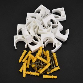 20 x PPR pipe clamps, pipe holder for water supply, pipe clamps, gas clamps, 16/20/25/32 mm, U-pipe clamps, water pipe mounting clamps with screws, U-pipe clamps