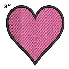 Pink Heart 3" Embroidered Patch DIY Iron On/Sew On Vacation Souvenir Travel Novelty Theme Decorative Applique Valentines Cute