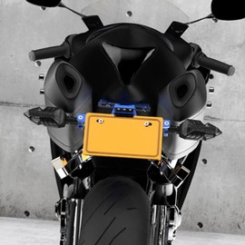 Mulcort Motorcycle License Plate Holder, Aluminium Alloy Universal Black, LED License Plate Light, Adjustable License Holder for Motorcycle, Scooter