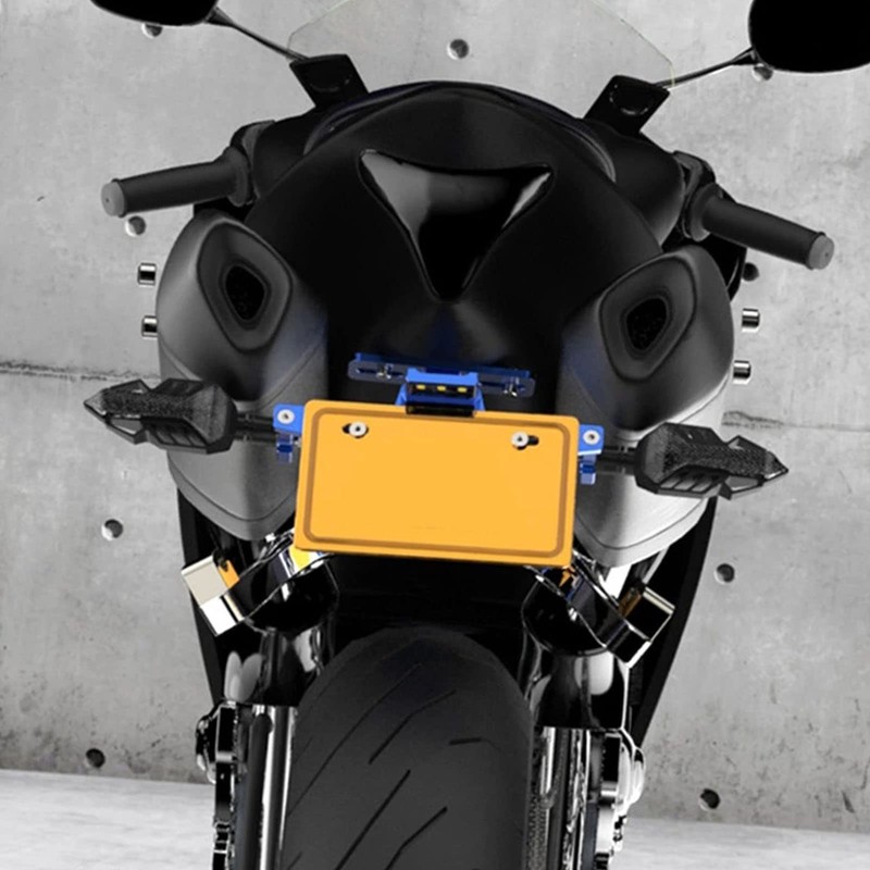 Mulcort Motorcycle License Plate Holder, Aluminium Alloy Universal Black, LED