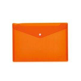 HERMA 20074 Document Wallet, A4 Transparent Orange, Pack of 5, Small Transparent Pockets Envelope with Press Stud Fastening, Plastic Envelope for School, University, Office, Travel