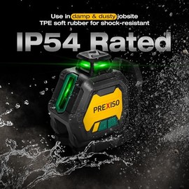 PREXISO 360 Nivel láser con trípode y 2 puntos de plomera, punto recargable IP54, nivel láser cruzado, autonivelante, herramienta de nivelación Lazer 