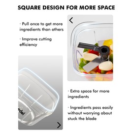 Manual Food Processor Vegetable Chopper, Geedel Pull Chopper with String, Food Chopper Vegetable Cutter for Veggies, Fruits, Salad, Onion, Nuts, etc, 2 Cup(500ml), Black