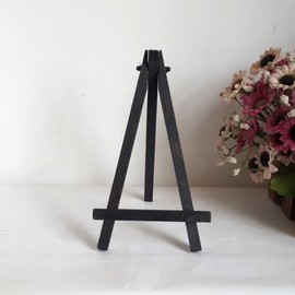 JIHUOO 6 Pcs Mini Black Wood Display Easel Triangle Cards Stand Wooden Tripod Holder Stand Painting Tabletop Easel for Photos