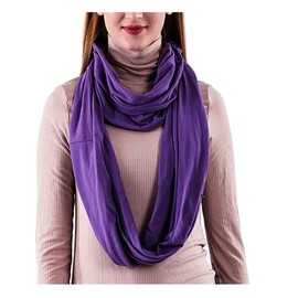 MeiPing Scarves for Women Girls Ladies Travel Scarf Lightweight Wrap Infinity Scarf with Hidden Pocket Women's Scarves, gray