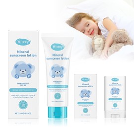 Mineralische Sonnencreme Baby und Kids LSF 50 100g + Sonnencreme Stick Kinder LSF 50 17g, Hoher Sonnenschutz, Mineral Sunscreen Kinder Sonnenstick Sunblocker Stick, Natrue,Vegan,Parfümfrei,Wasserfest