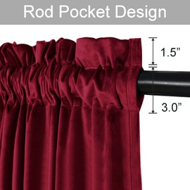 JIUZHEN Velvet Curtains Soundproof Room Darkening Curtains/Drapes for Living Room/Bedroom/Party/Wedding, Set of 2 Panels, 52 x 90 inches, Wine Red