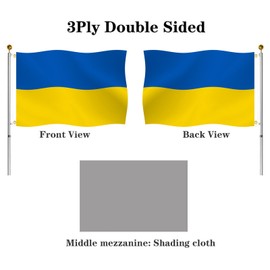 Hypoth Double Sided Ukraine Flag 3x5 FT Outdoor- UV Fade Resistant 3Ply Ukrainian National Flags Canvas Header with 2 Brass Grommets Easy to Rising