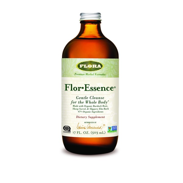 Flora Flor Essence Liquid Tea Blend 17oz - Gentle Detox Cleanse with Burdock Root, Slippery Elm, Kelp, Thistle - Premium Organic Ingredients