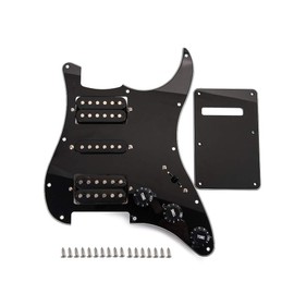 Alnicov Black Wired HSH Guitar Loaded Pickguard with Humbuckers, 17 Screws and Back Cover